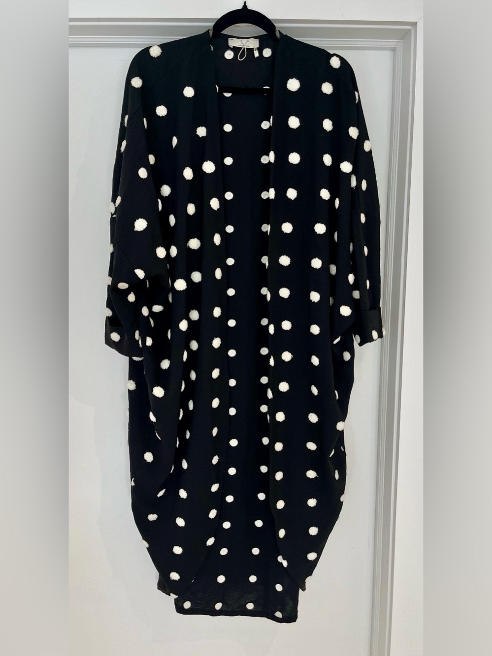Koi Oversize Black White Polka Dot Sheer Duster Kimono Long Cardigan